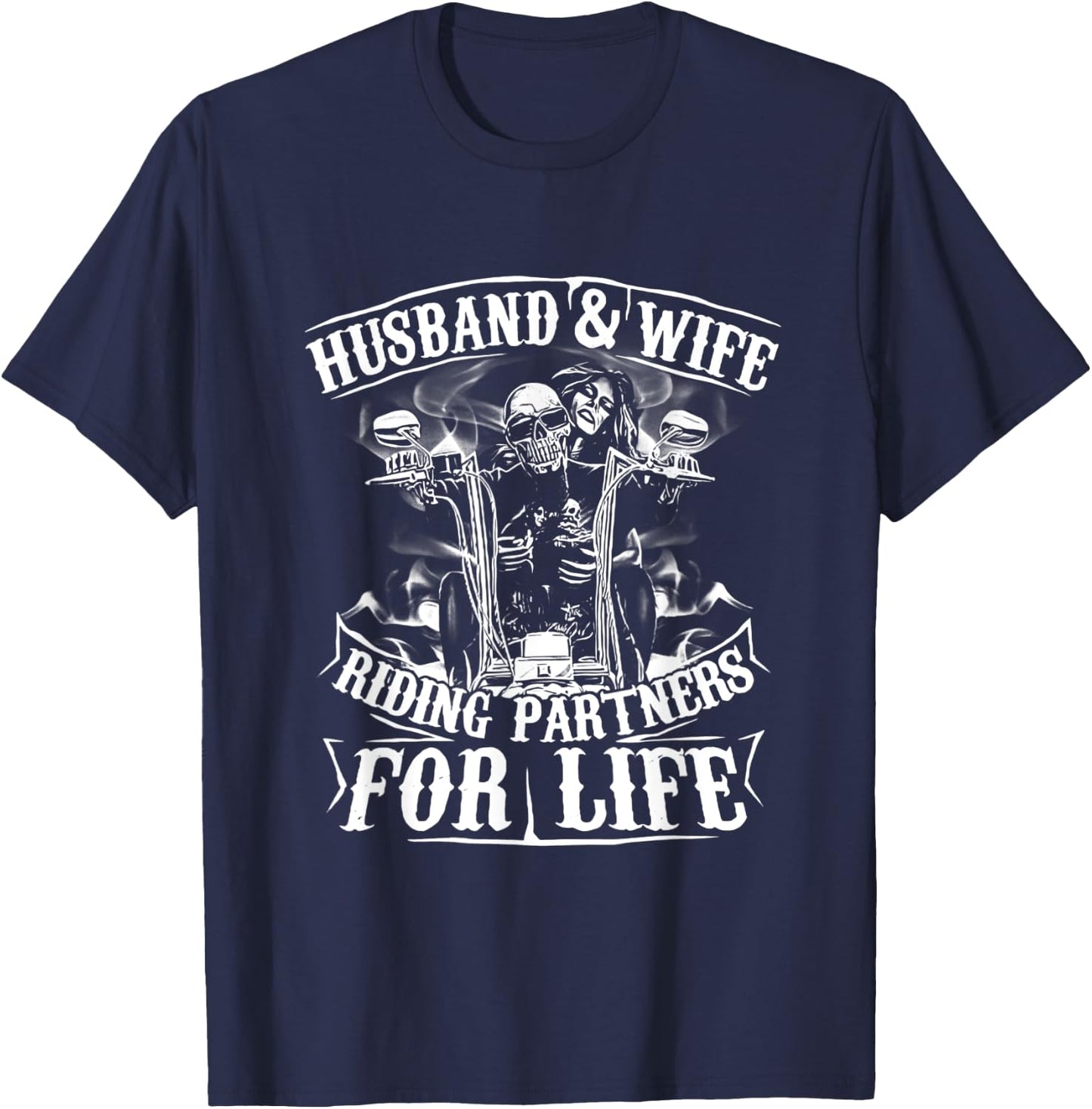 Totenkopf Paar Ehemann und Ehefrau Reitpartner fürs Leben T-Shirt - T-Shirt | Navy