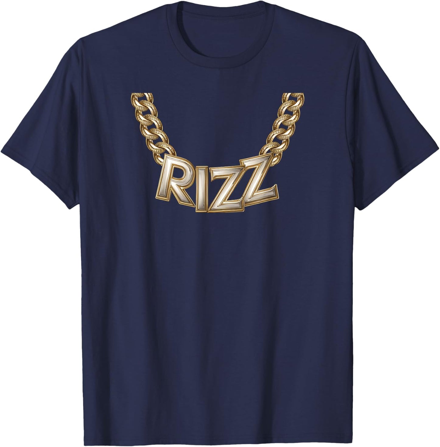 Kid Boy Slang Gold Chain Rizz Necklace Costume T-Shirt - T-Shirt | Navy