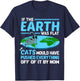 Funny Flat Earth Cats Round Earth Society Saying T-Shirt - T-Shirt | Navy