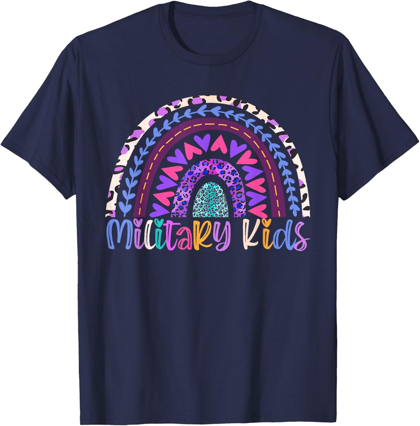Rainbow Purple Up Day For military Kids CHILD Purple Up 2024 T-Shirt - T-Shirt | Navy