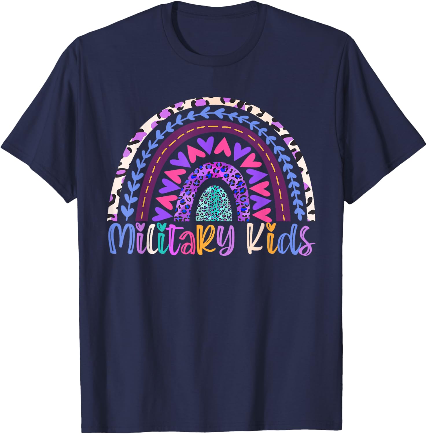 Rainbow Purple Up Day For military Kids CHILD Purple Up 2024 T-Shirt - T-Shirt | Navy