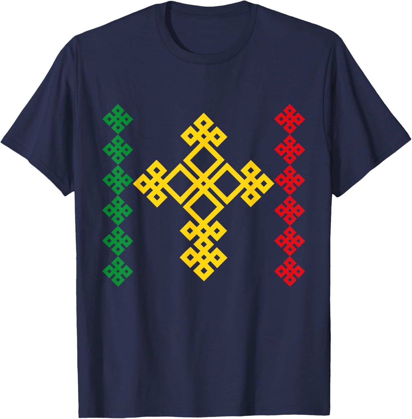 Ethiopian Cross Ethiopia , Black, S T-Shirt - T-Shirt | Navy