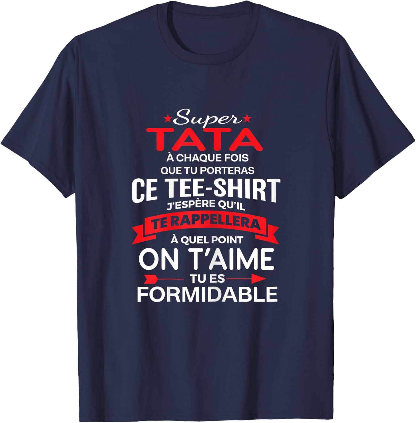 Super Tata on t'aime gift woman Tata , Black T-Shirt - T-Shirt | Navy