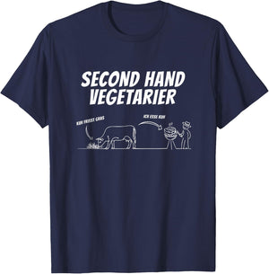 Second Hand Vegetarian , black T-Shirt - T-Shirt | Navy