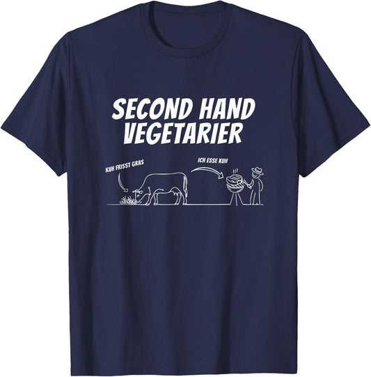 Second Hand Vegetarian , black T-Shirt - T-Shirt | Navy