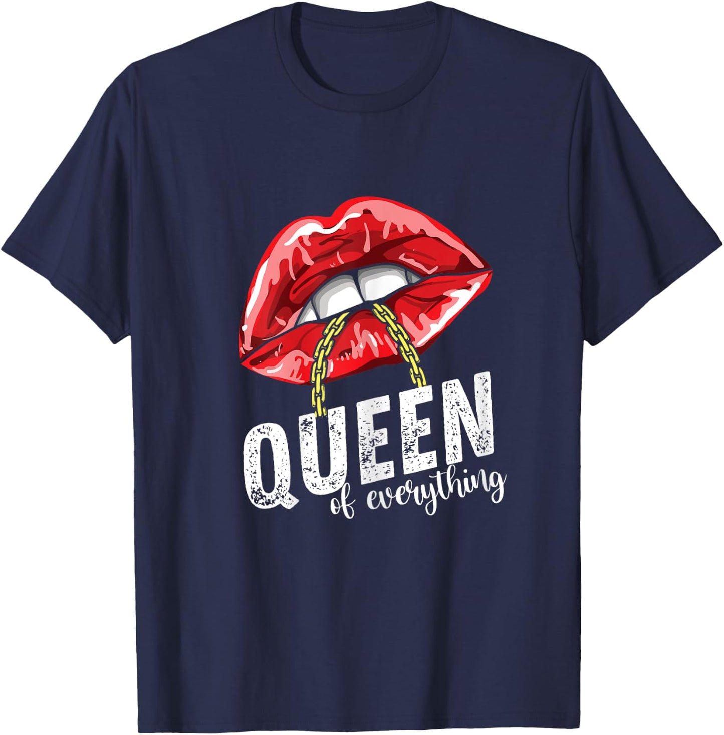 Queen Of Everything Sexy Damen-Lippen, Rot T-Shirt - T-Shirt | Navy