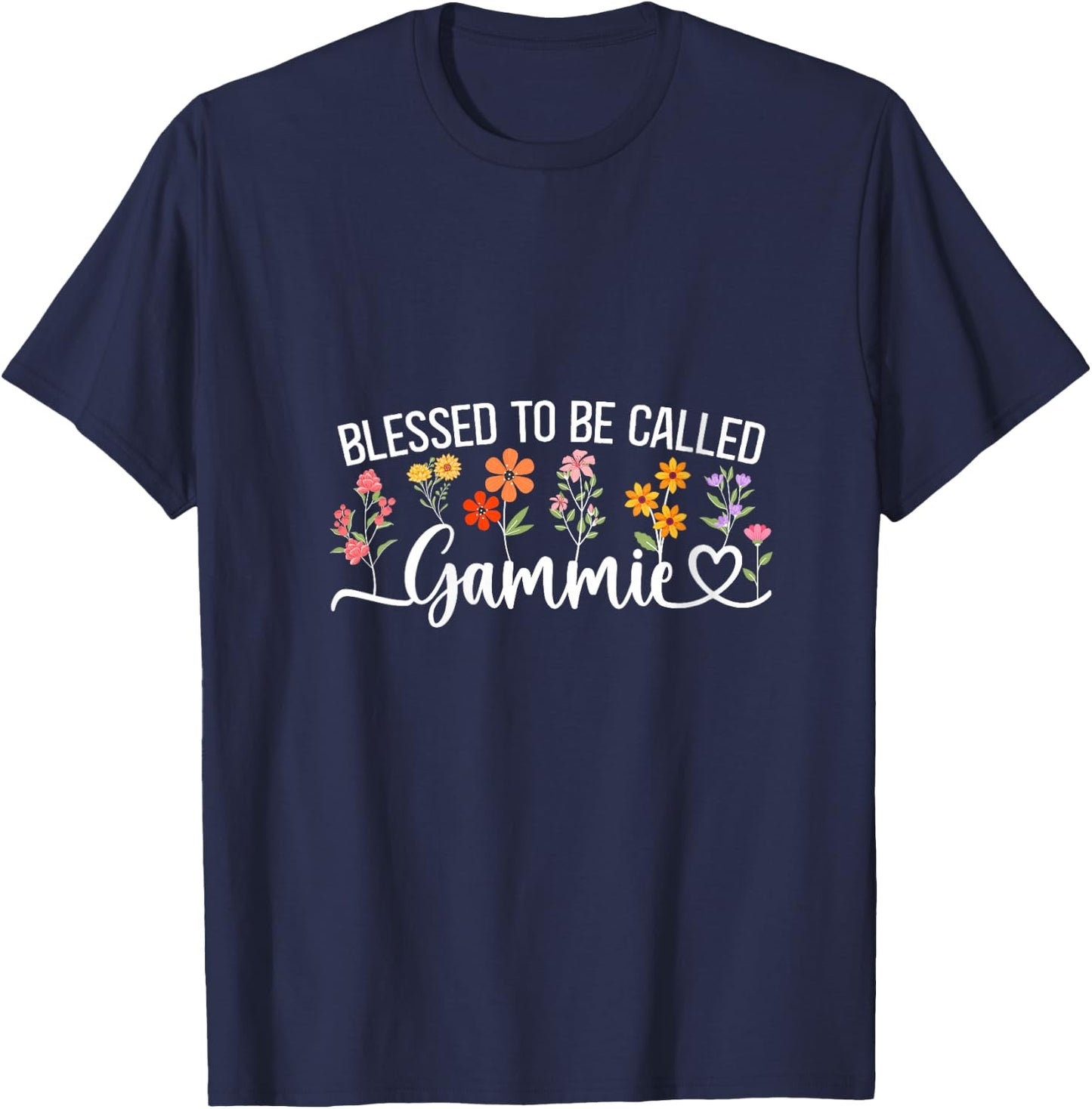 Women's Blessed to Be Called Gammie Floral Mother's Day V-Neck T-Shirt - T-Shirt | Navy