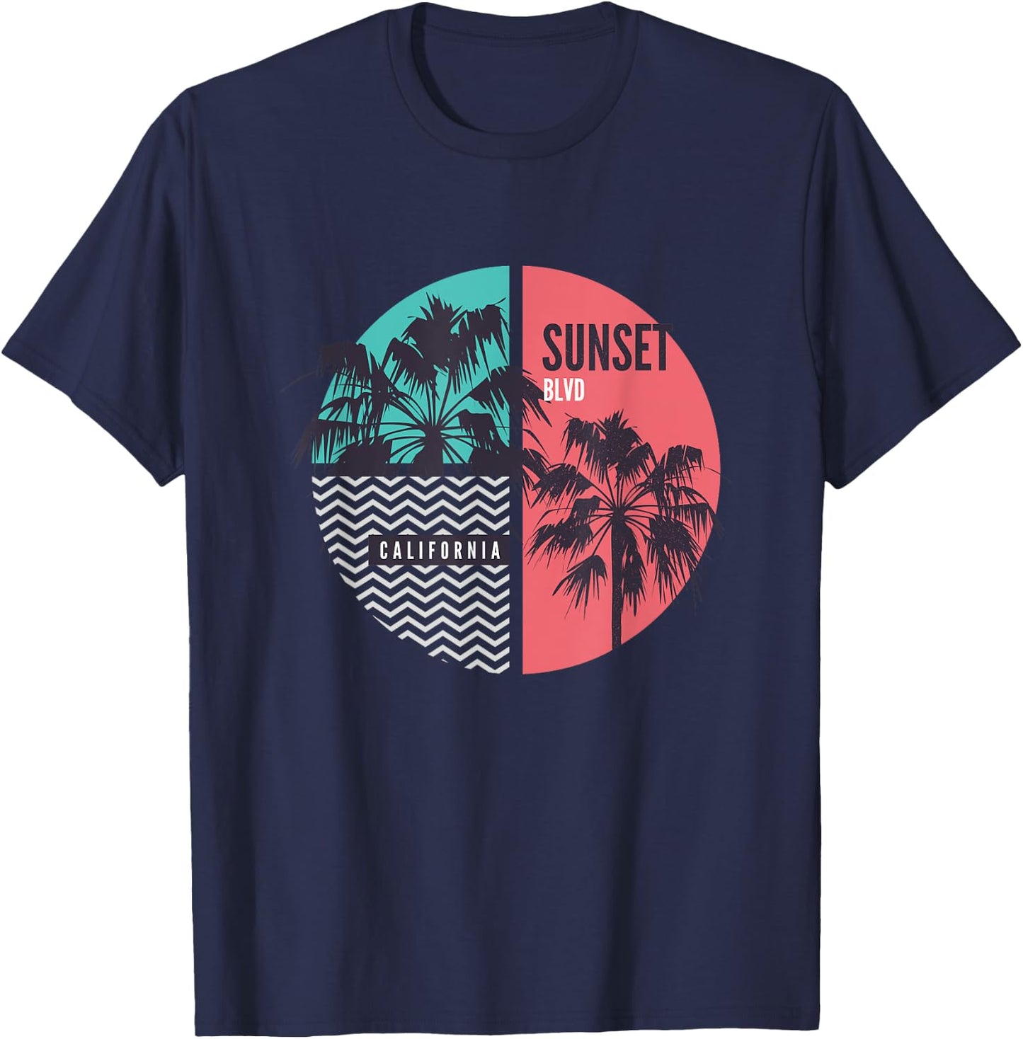 Sunset Blvd Kalifornien T-Shirt - T-Shirt | Navy