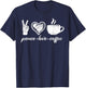 Peace Love Coffee Coffein-Liebhaber Cappuccino Design T-Shirt - T-Shirt | Navy