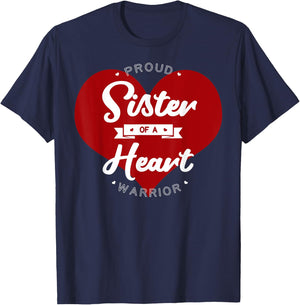 Proud Sister Of A Heart Warrior CHD Surgery Transplant T-Shirt - T-Shirt | Navy
