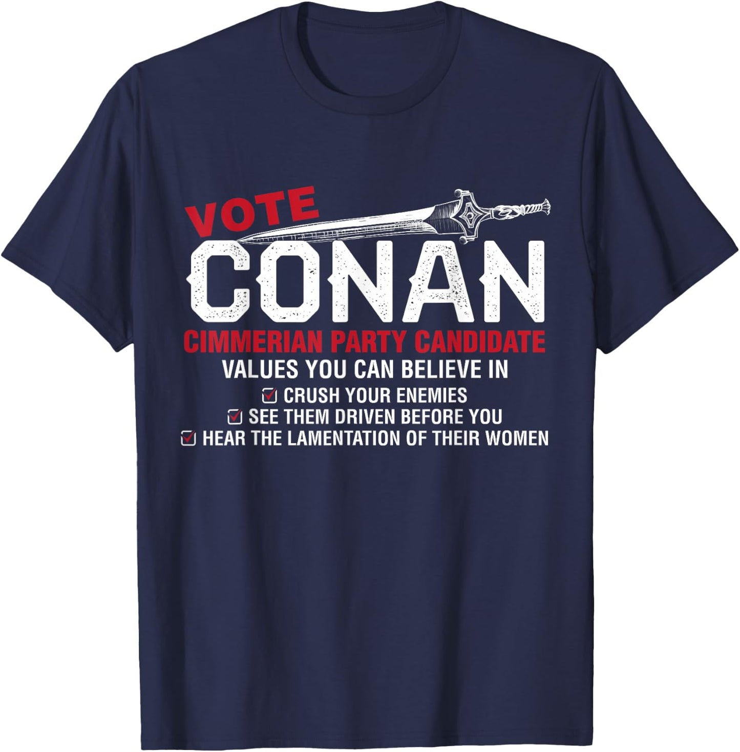 Vote Conan for President Funny , Black, S T-Shirt - T-Shirt | Navy