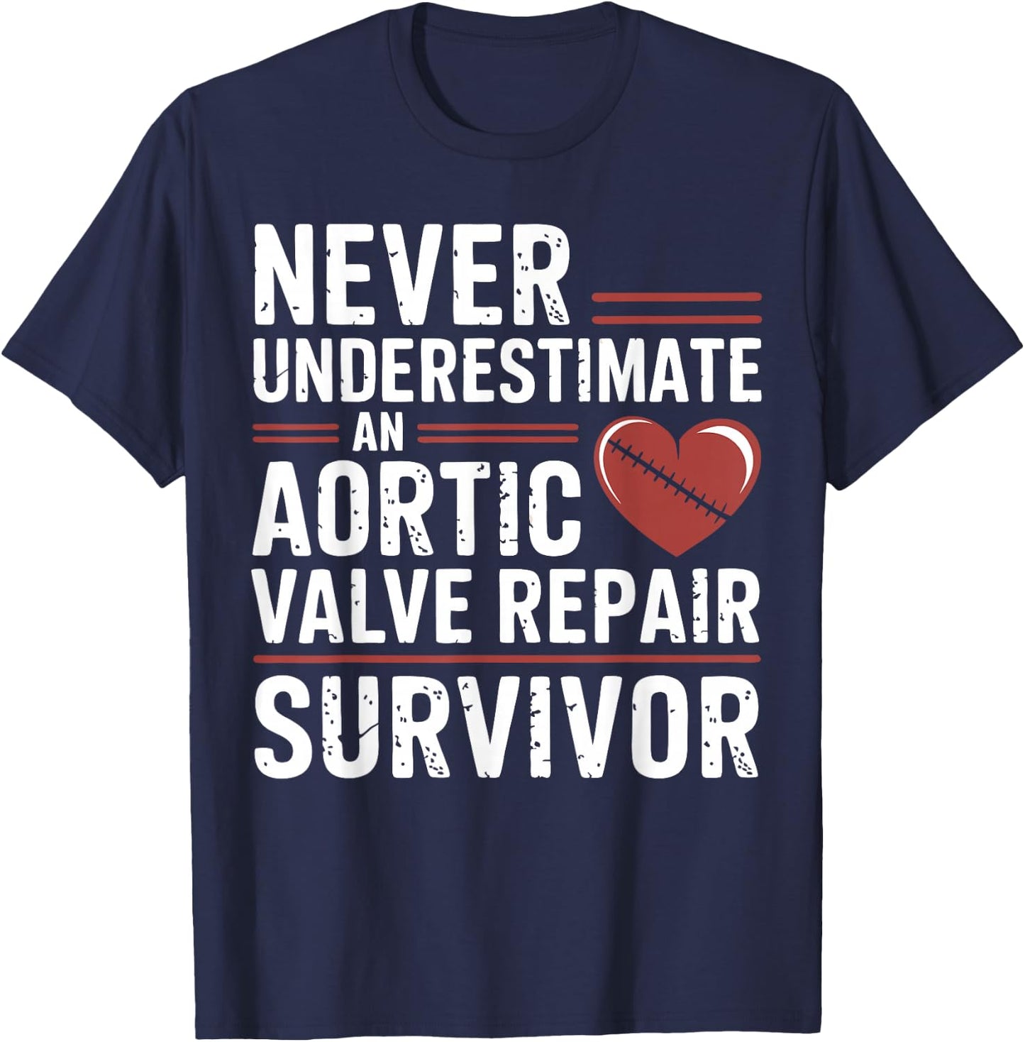 Aortic Valve Repair Survivor T-Shirt - T-Shirt | Navy