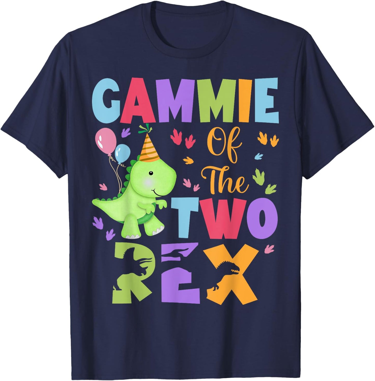 Gammie Of The Two Rex Birthday Dinosaur Family Matching T-Shirt - T-Shirt | Navy