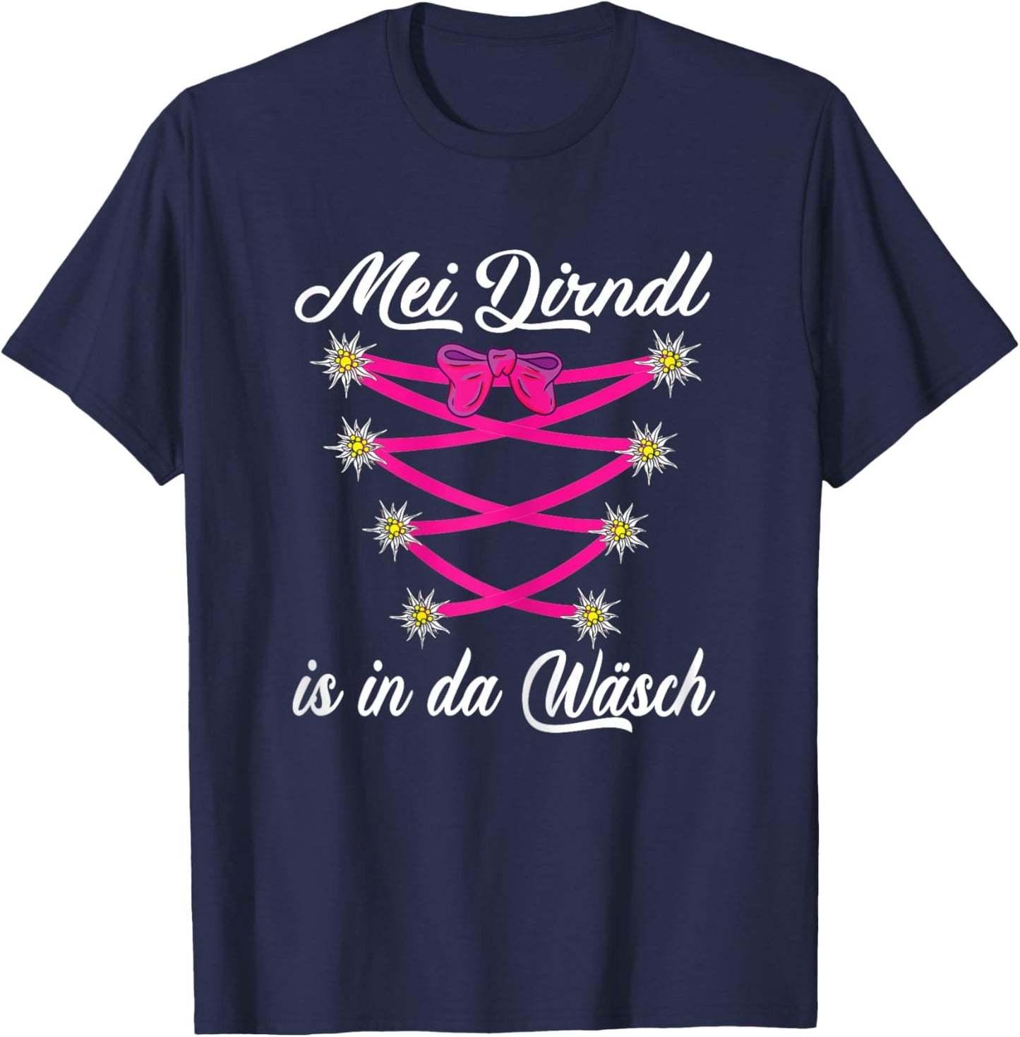 MEI Dirndl is in da Wäsch Lausmadl Damen Trachten Dirndl T-Shirt - T-Shirt | Navy