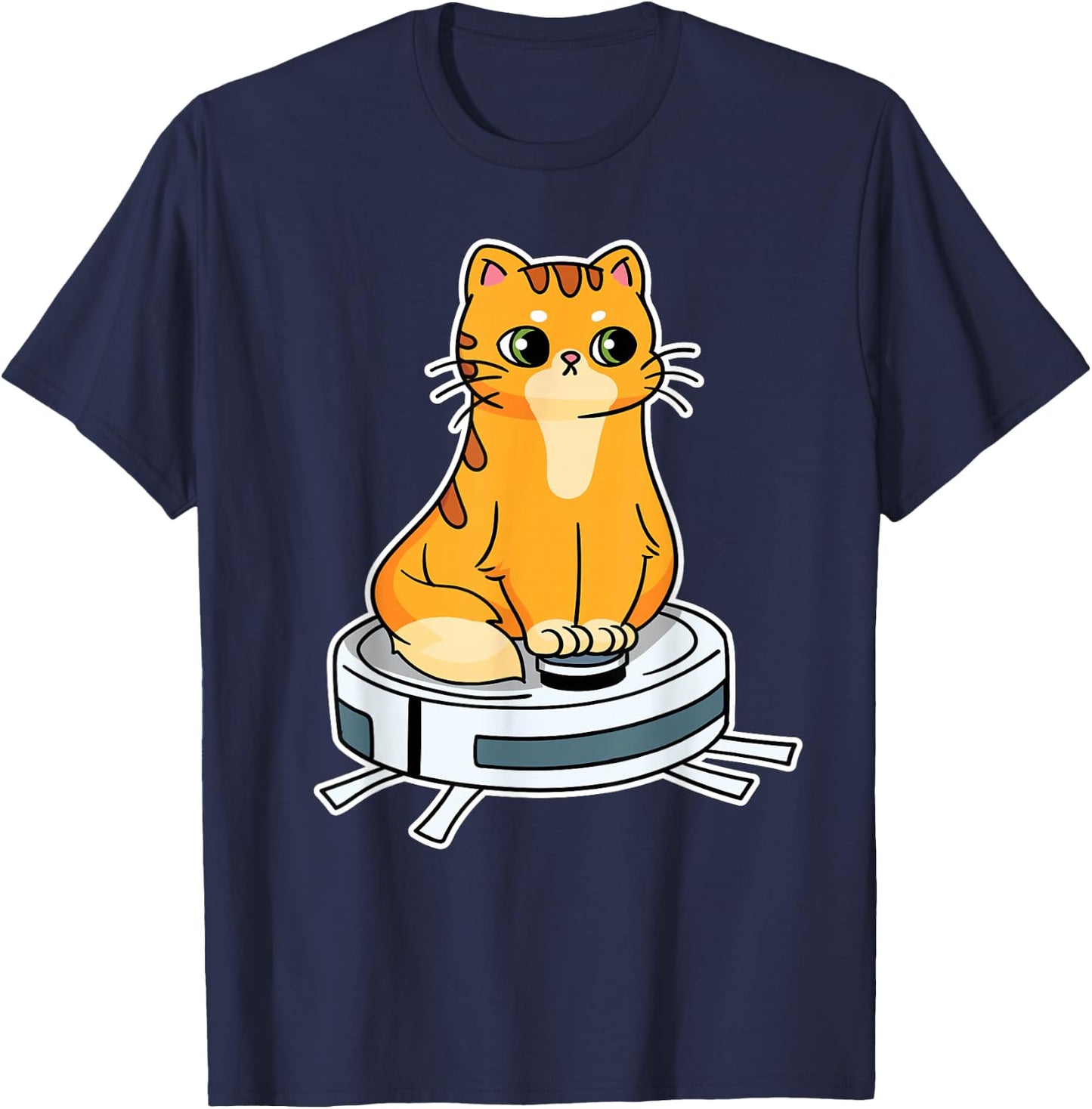 Robot Vacuum Cleaner Cat Kitten I Robot Vacuum Cleaner Robot , black T-Shirt - T-Shirt | Navy