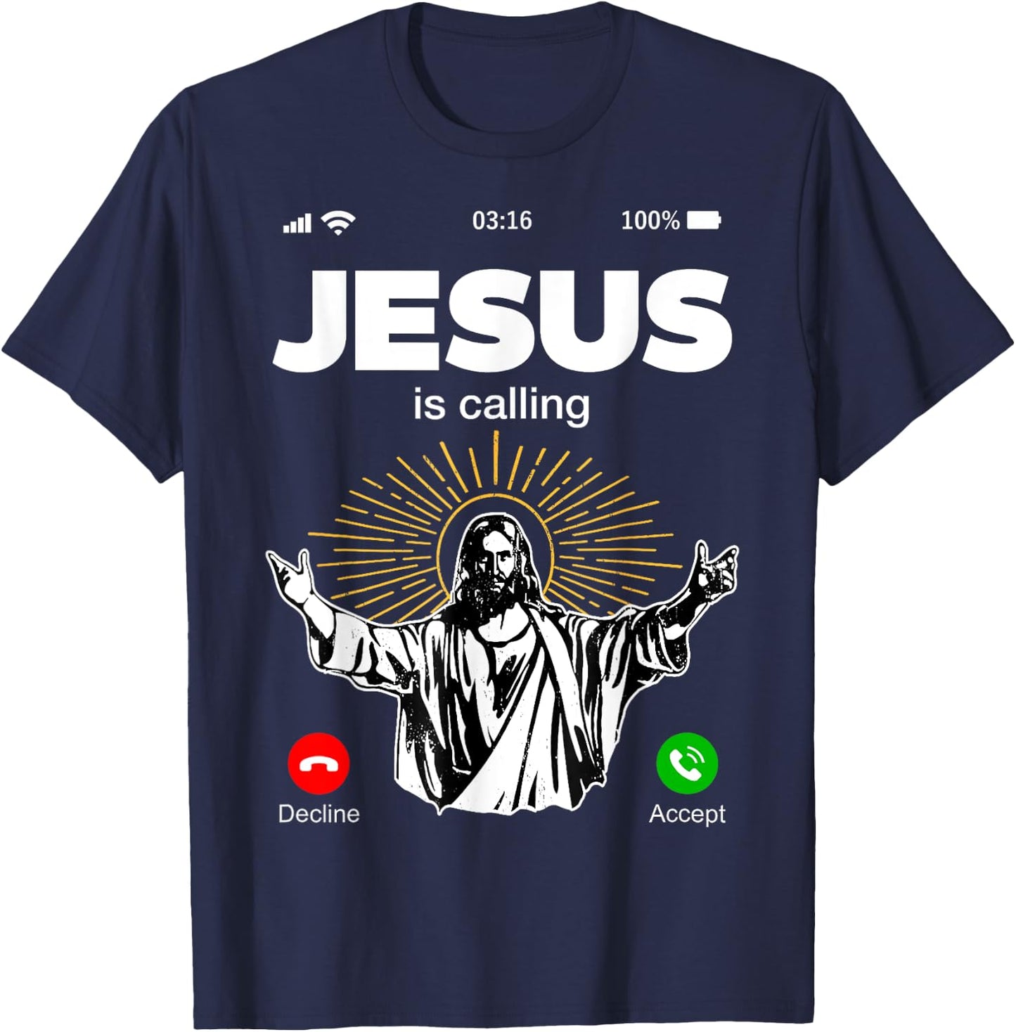 Funny Jesus Is Calling Christian T-Shirt - T-Shirt | Navy