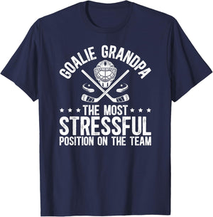 Funny Hockey Goalie Grandpa Of A Hockey Keeper Grandfather T-Shirt - T-Shirt | Navy