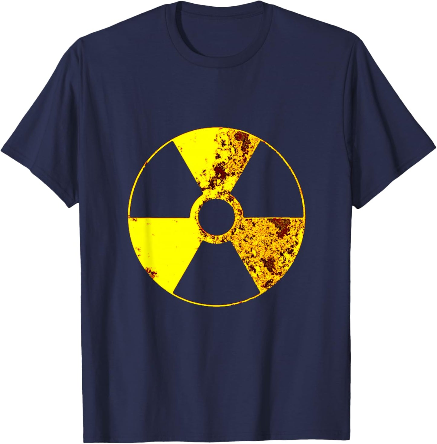 Distressed Vintage Radioactive Warning Symbol | Grunge Shirt T-Shirt - T-Shirt | Navy