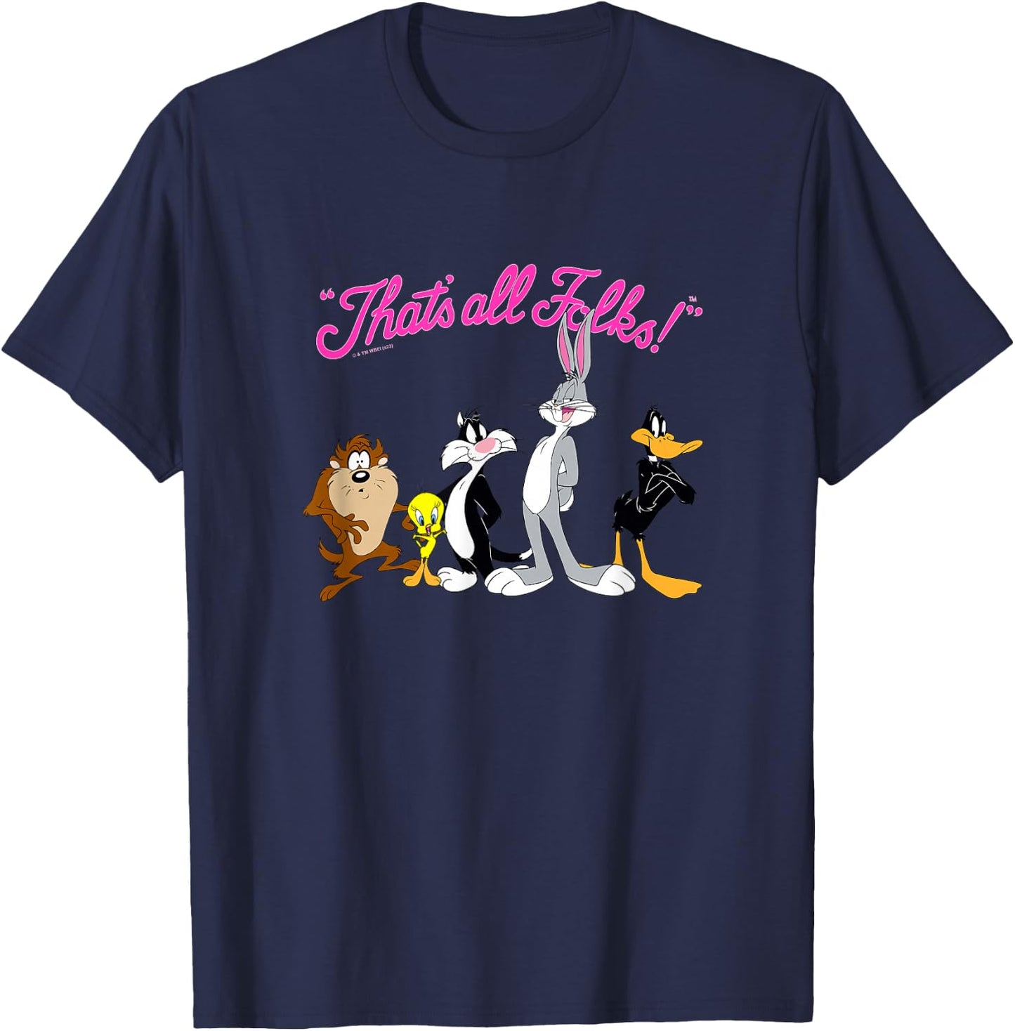 Looney Tunes That's All Folks! Logo Group Shot T-Shirt - T-Shirt | Navy
