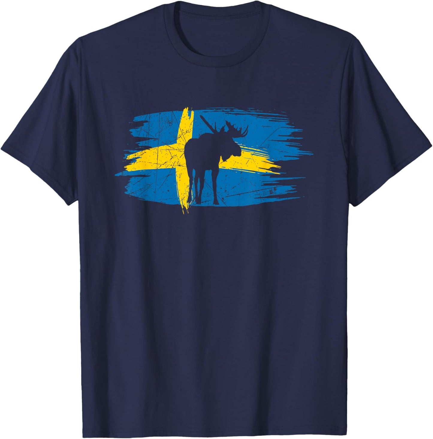 Sweden Flag Moose | Scandinavia | Proud Swedish T-Shirt - T-Shirt | Navy