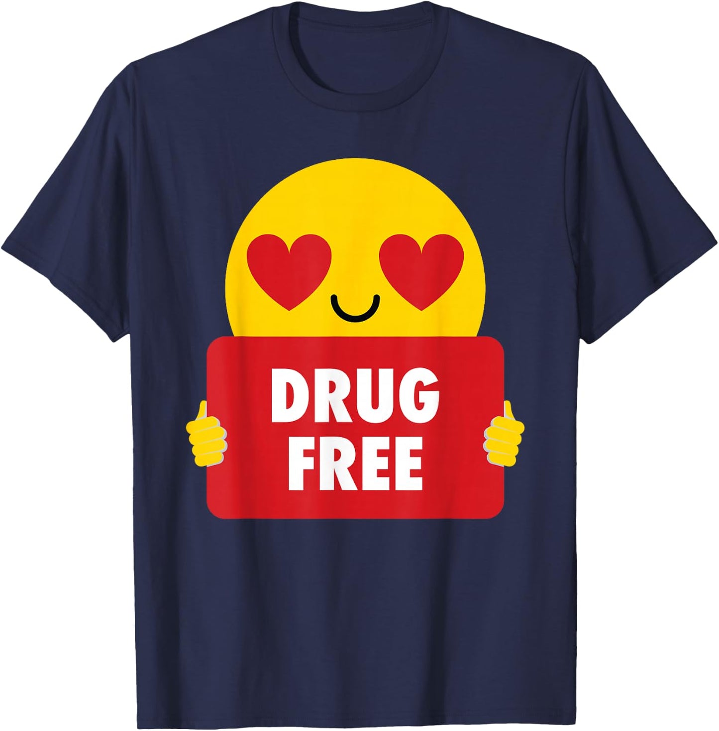 Drug Free Shirt Heart Eye Anti-Drug T-Shirt - T-Shirt | Navy