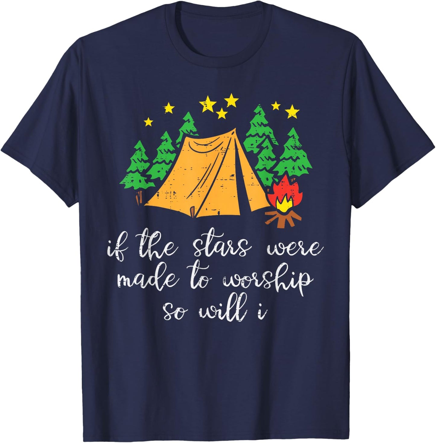 Camping Stars Made To Worship Christian Camper Men Women Kid T-Shirt - T-Shirt | Navy