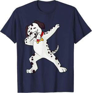 Cool Dabbing Animals Gift Shop Dabbing Dalmatian Dog Puppy -Adults Black Short Sleeve Small T-Shirt - T-Shirt | Navy