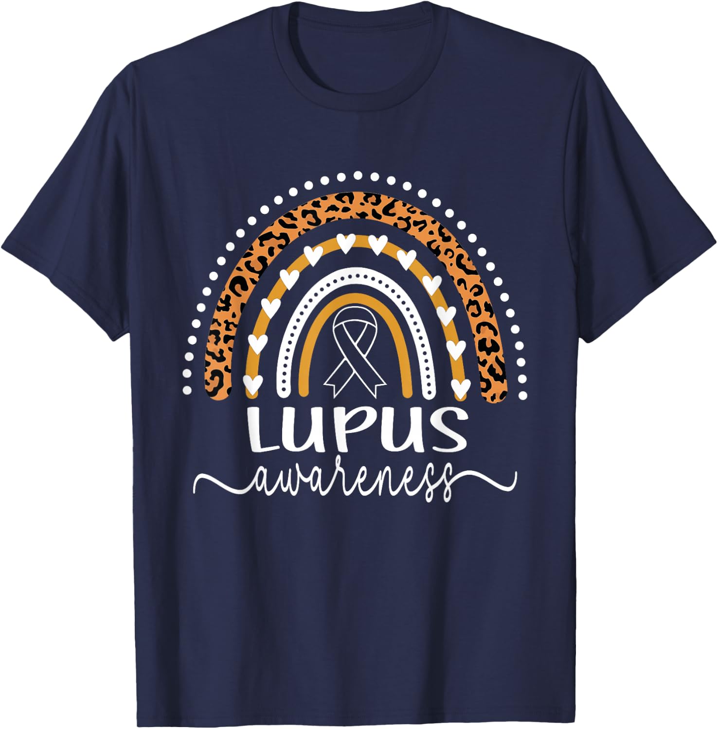 Wear Purple Lupus Awareness Leopard Rainbow men women T-Shirt - T-Shirt | Navy