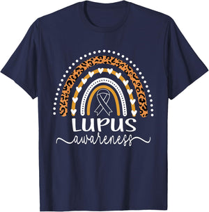 Wear Purple Lupus Awareness Leopard Rainbow men women T-Shirt - T-Shirt | Navy