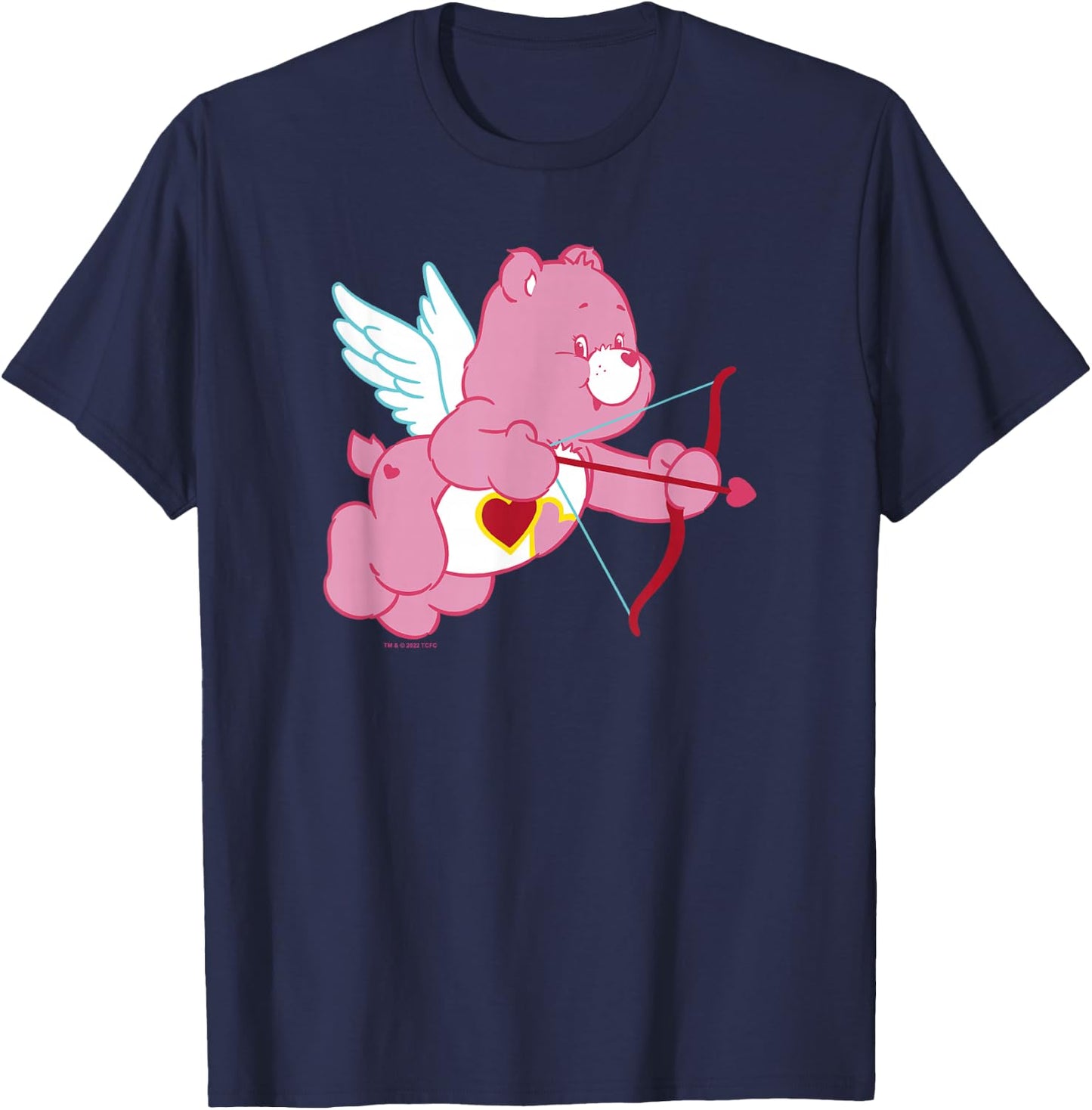 Care Bears Valentine's Day Vintage Love-a-Lot Cupid Bear , Black, S T-Shirt - T-Shirt | Navy