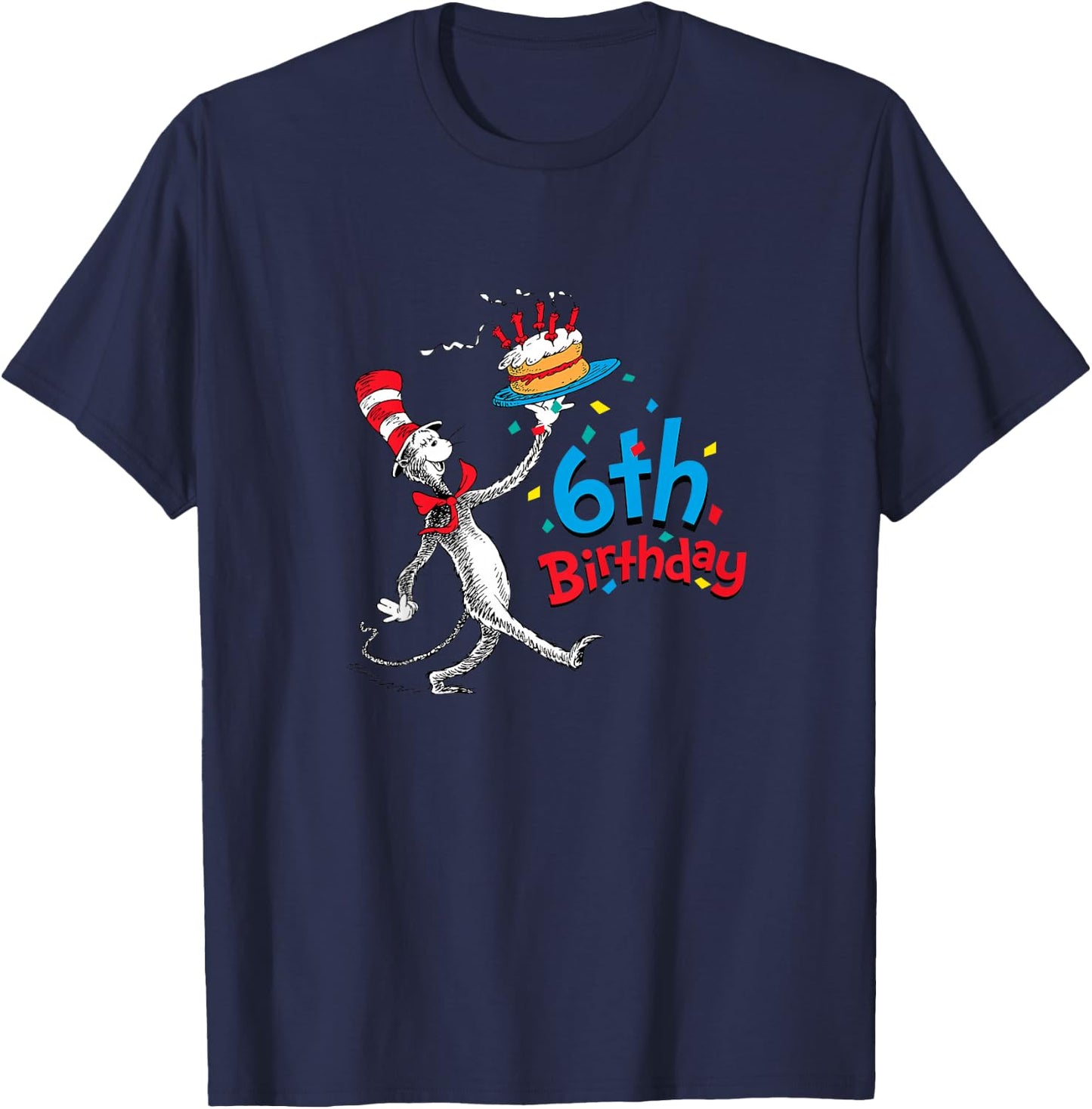 Dr. Seuss Cat in the Hat 6th Birthday T-Shirt - T-Shirt | Navy
