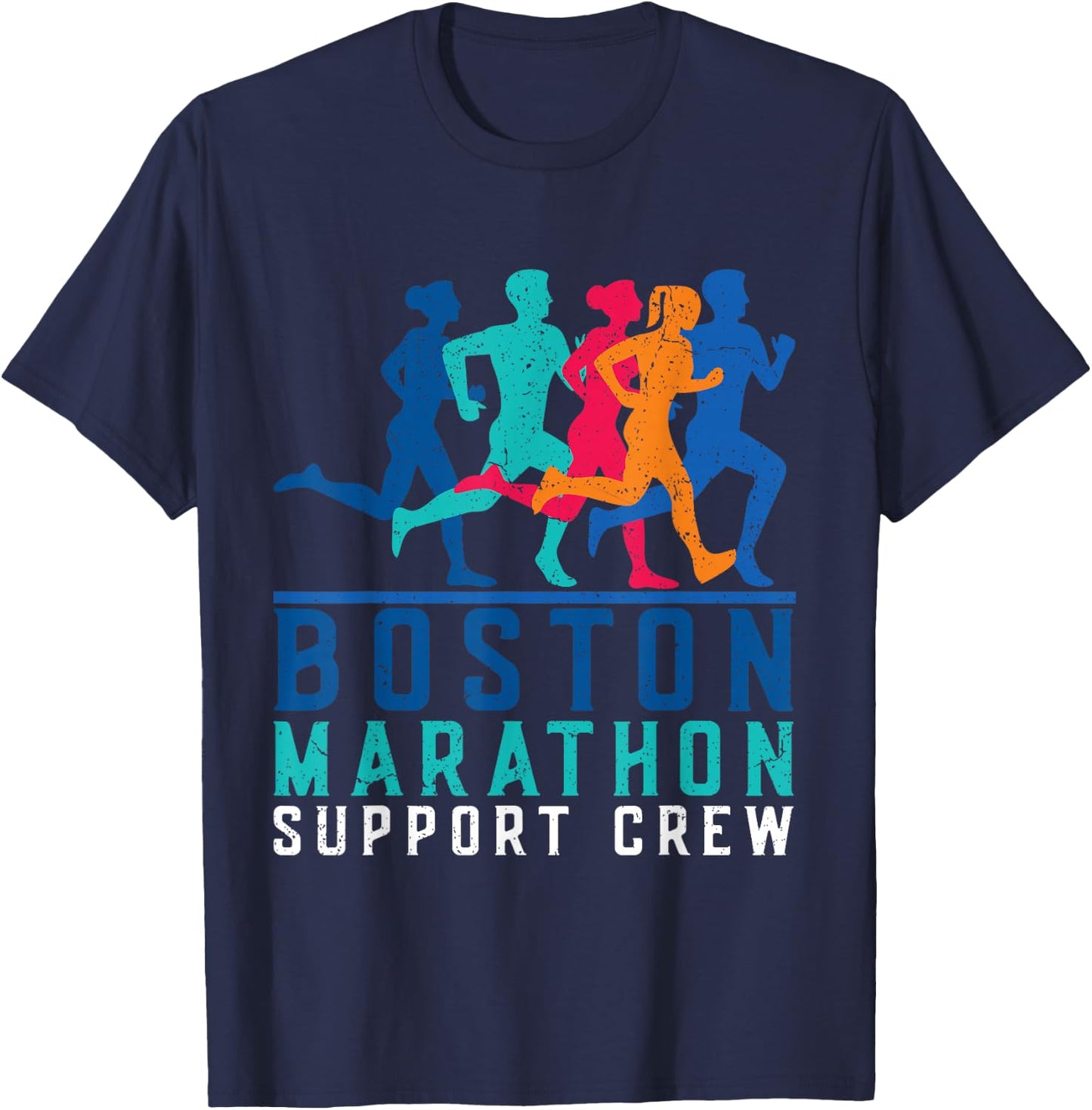 2024 Marathon Boston Support Crew Marathon Boston Runner T-Shirt - T-Shirt | Navy