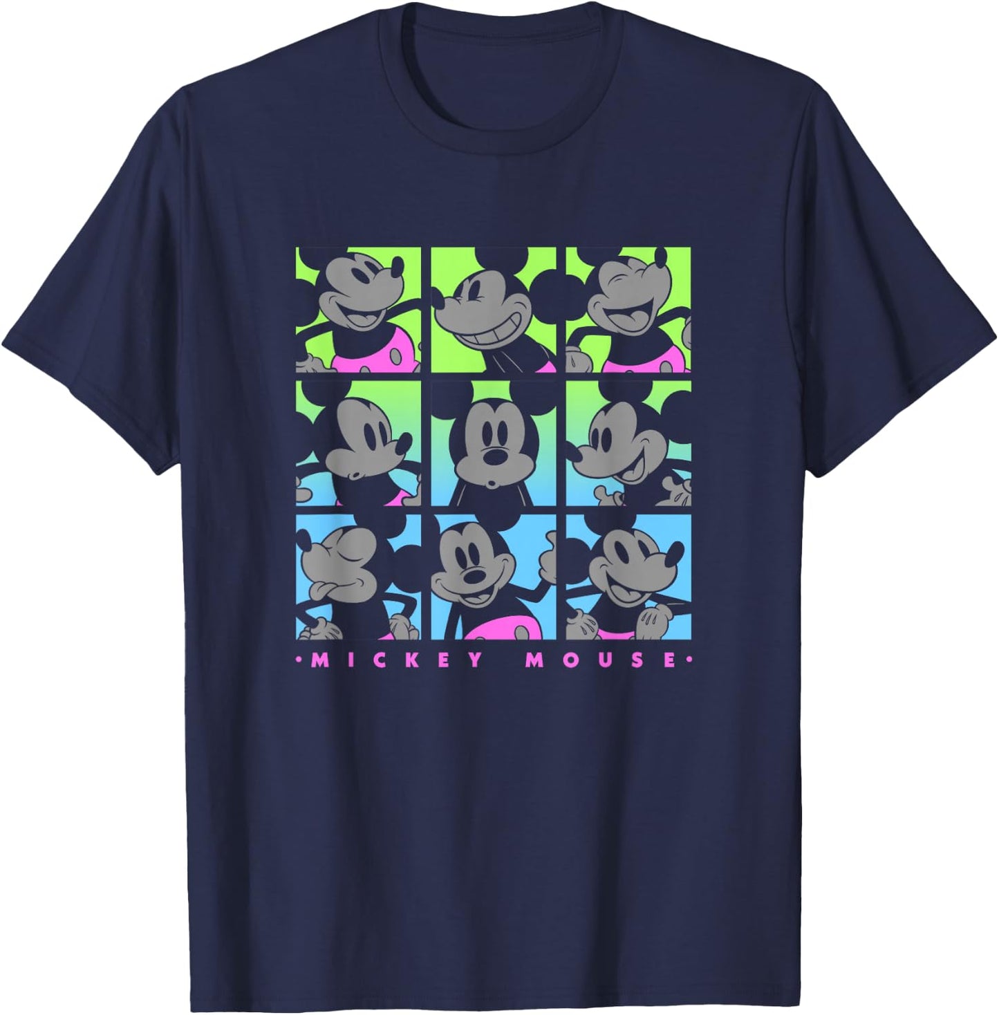 Disney Mickey and Friends Warhol Mickey Pop Art Neon Box Up T-Shirt - T-Shirt | Navy