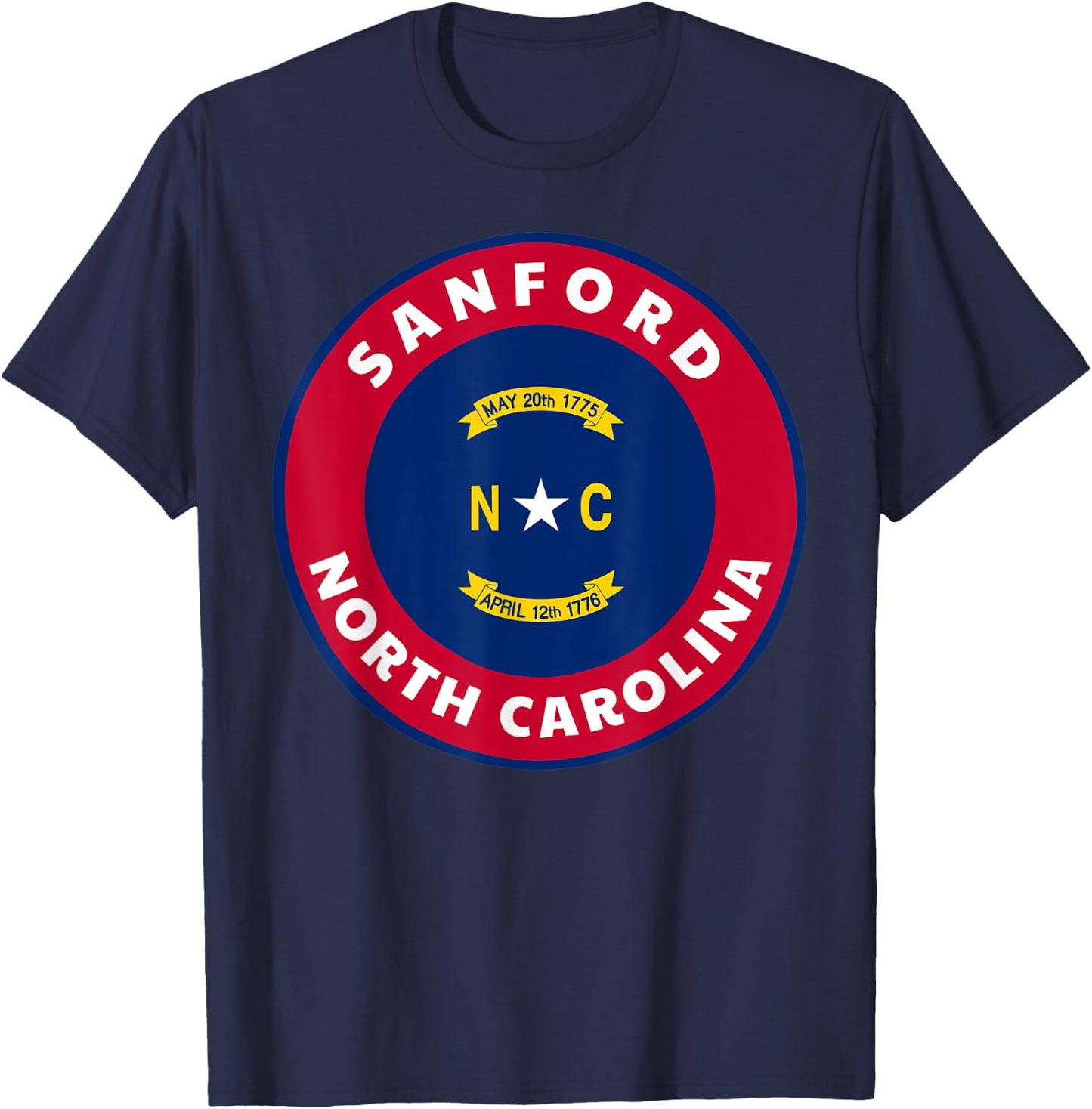 Sanford North Carolina NC Flag Badge Roundlet Souvenir T-Shirt - T-Shirt | Navy