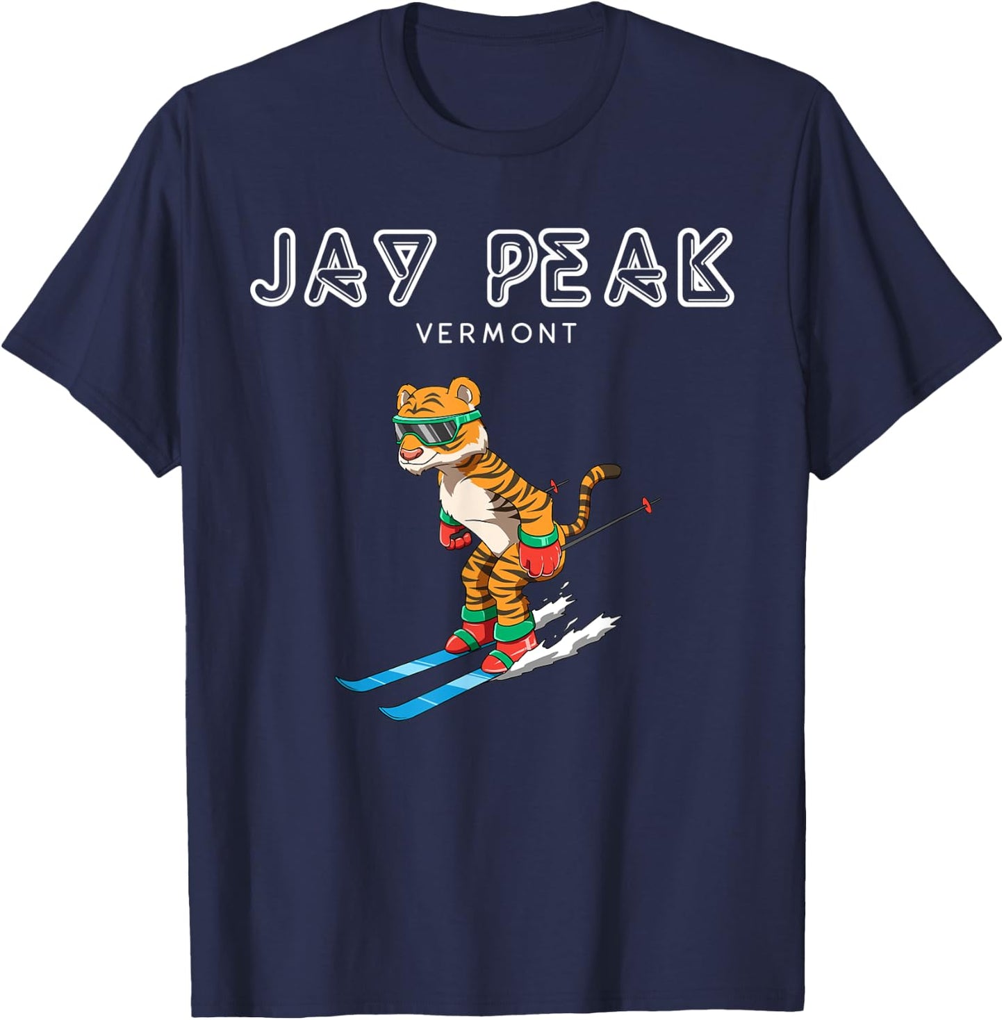 Jay Peak Vermont - Funny Ski Tiger T-Shirt - T-Shirt | Navy