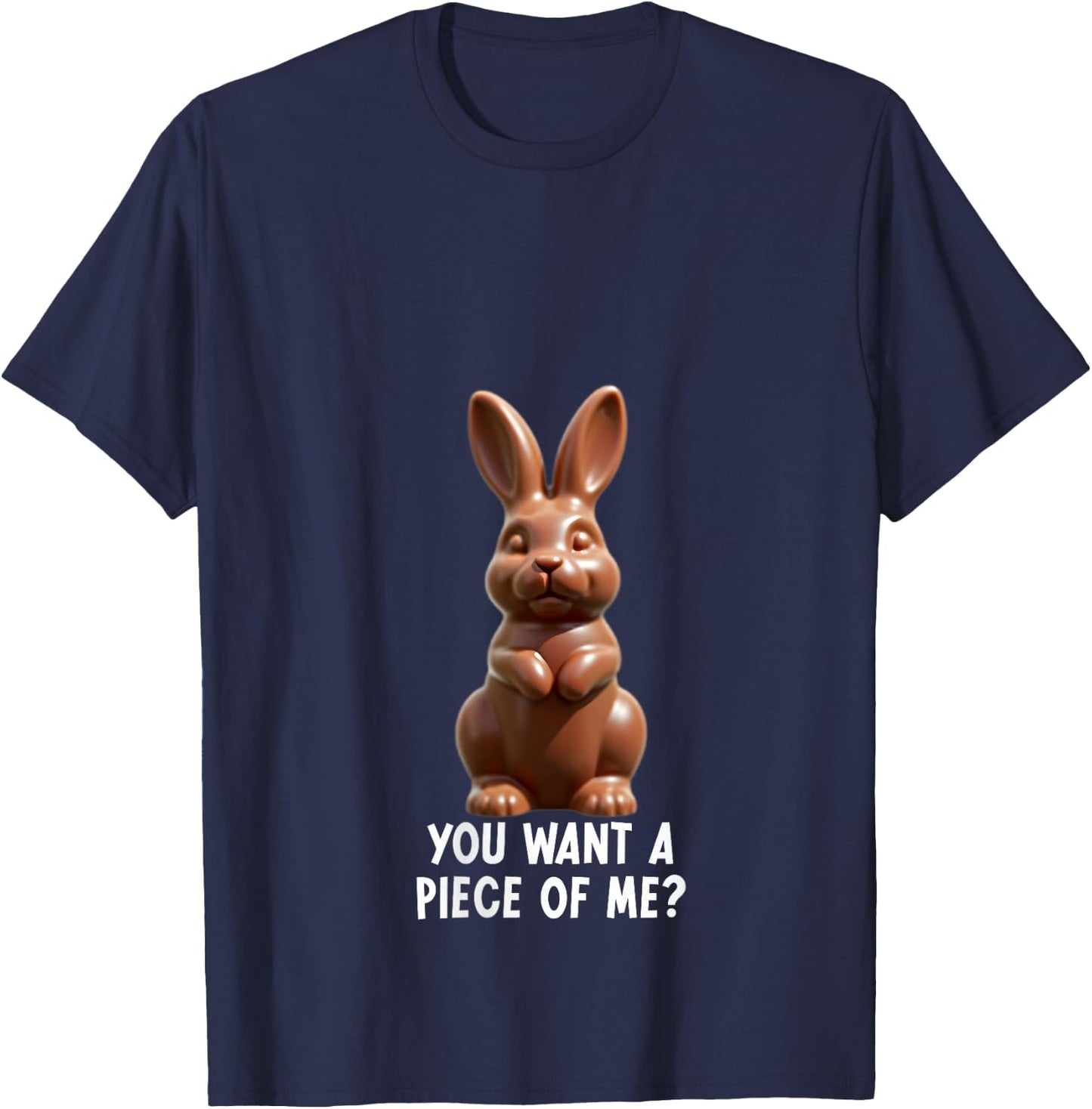 You Want A Piece Of Me? Funny Chocolate Easter Bunny Joke V-Neck T-Shirt - T-Shirt | Navy
