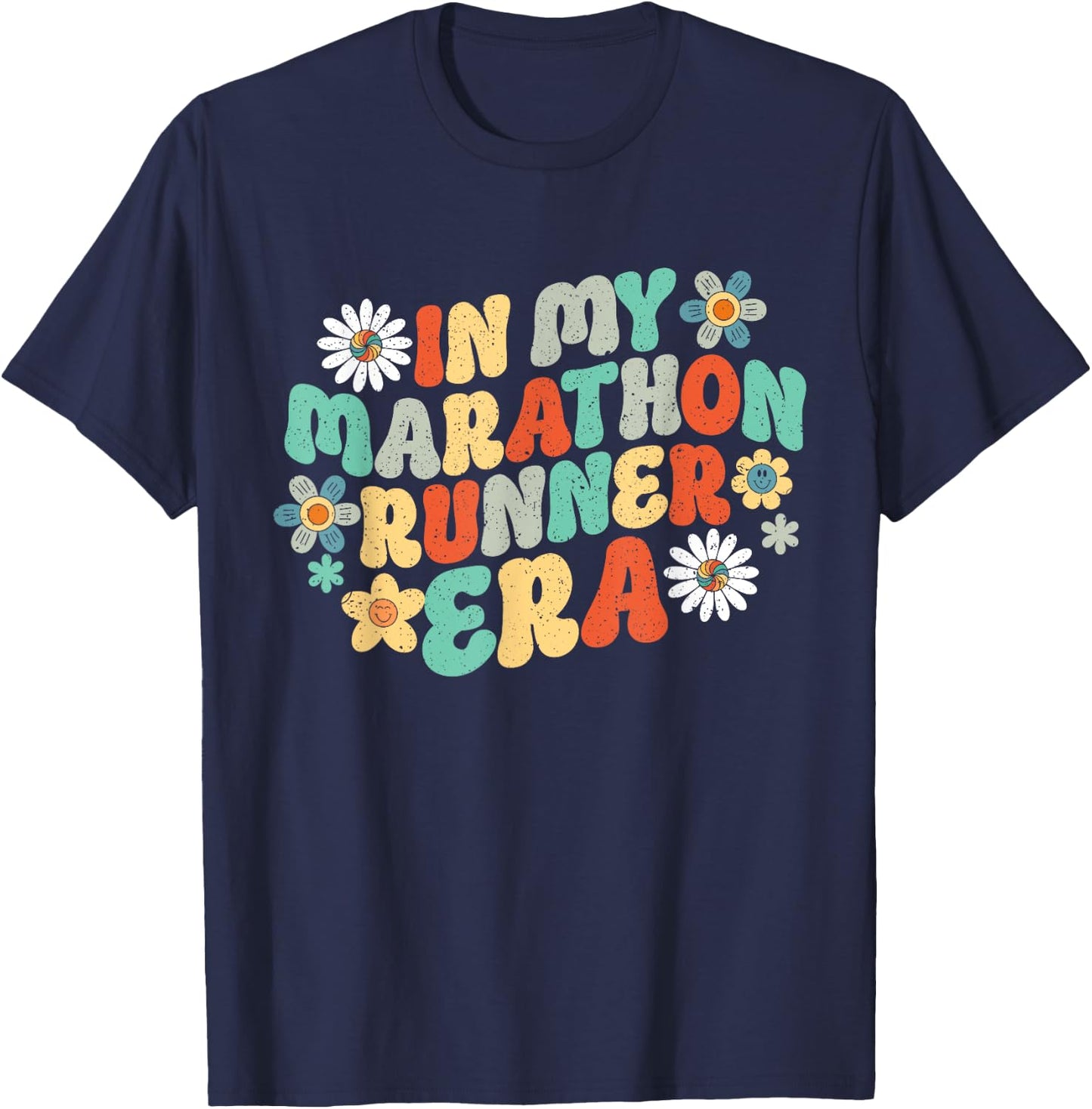 In My Marathon Runner Era Groovy Marathoner Runner Running T-Shirt - T-Shirt | Navy