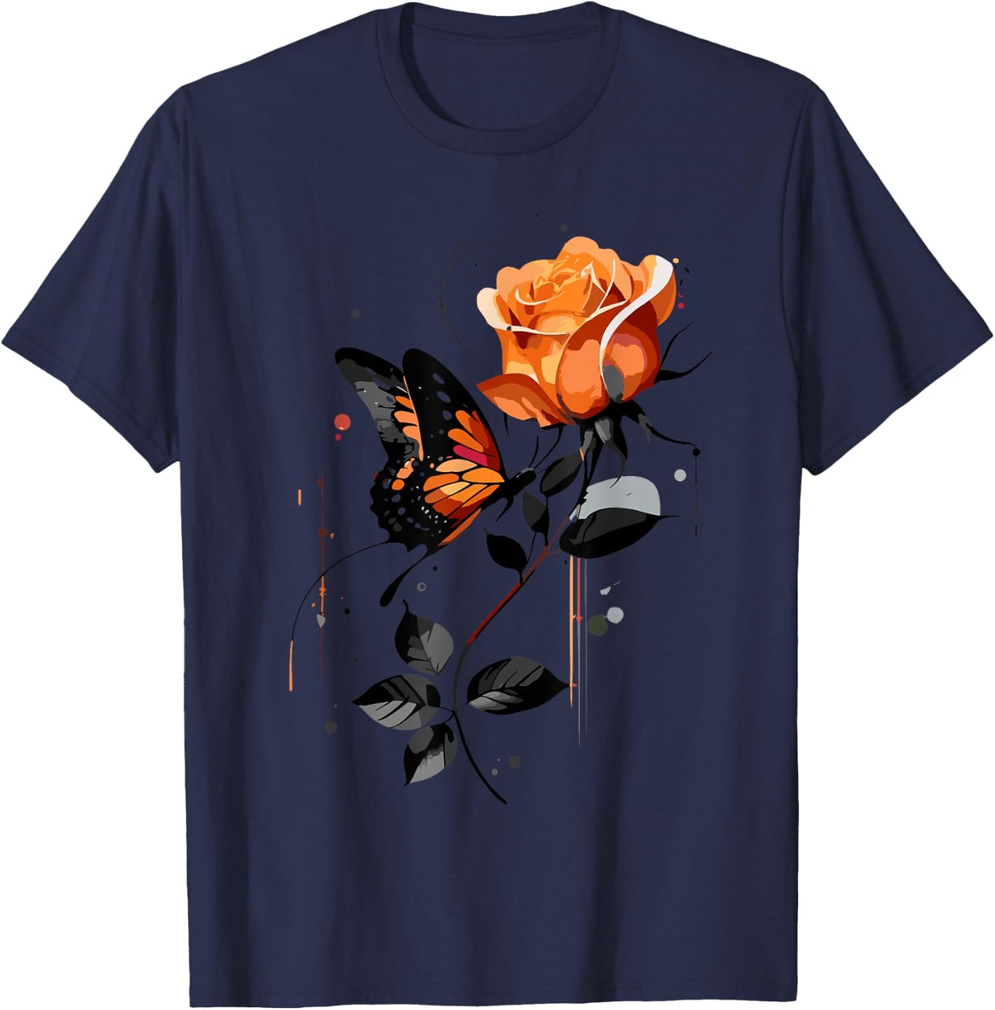 Blumen und Schmetterlinge Damen Outfit , gray T-Shirt - T-Shirt | Navy