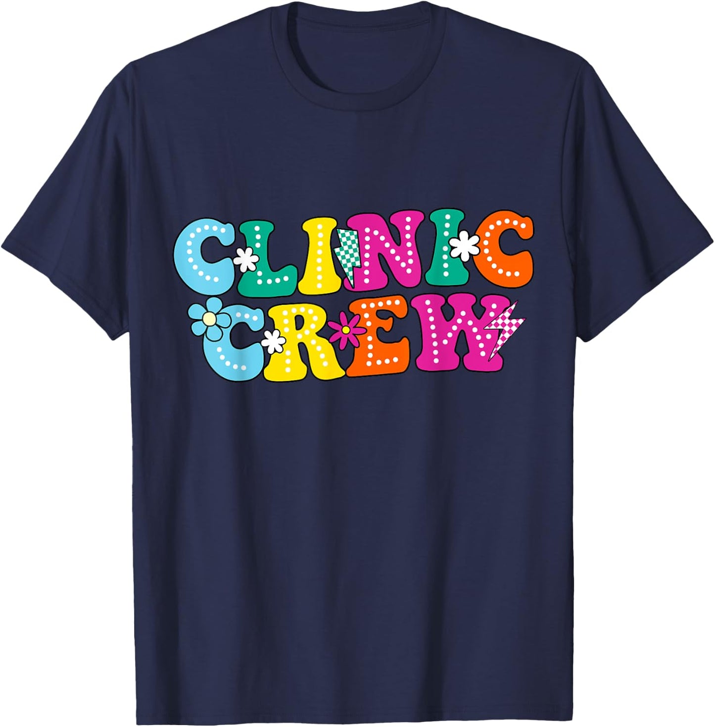 Clinic Crew School Nurse Groovy Appreciation Week T-Shirt - T-Shirt | Navy
