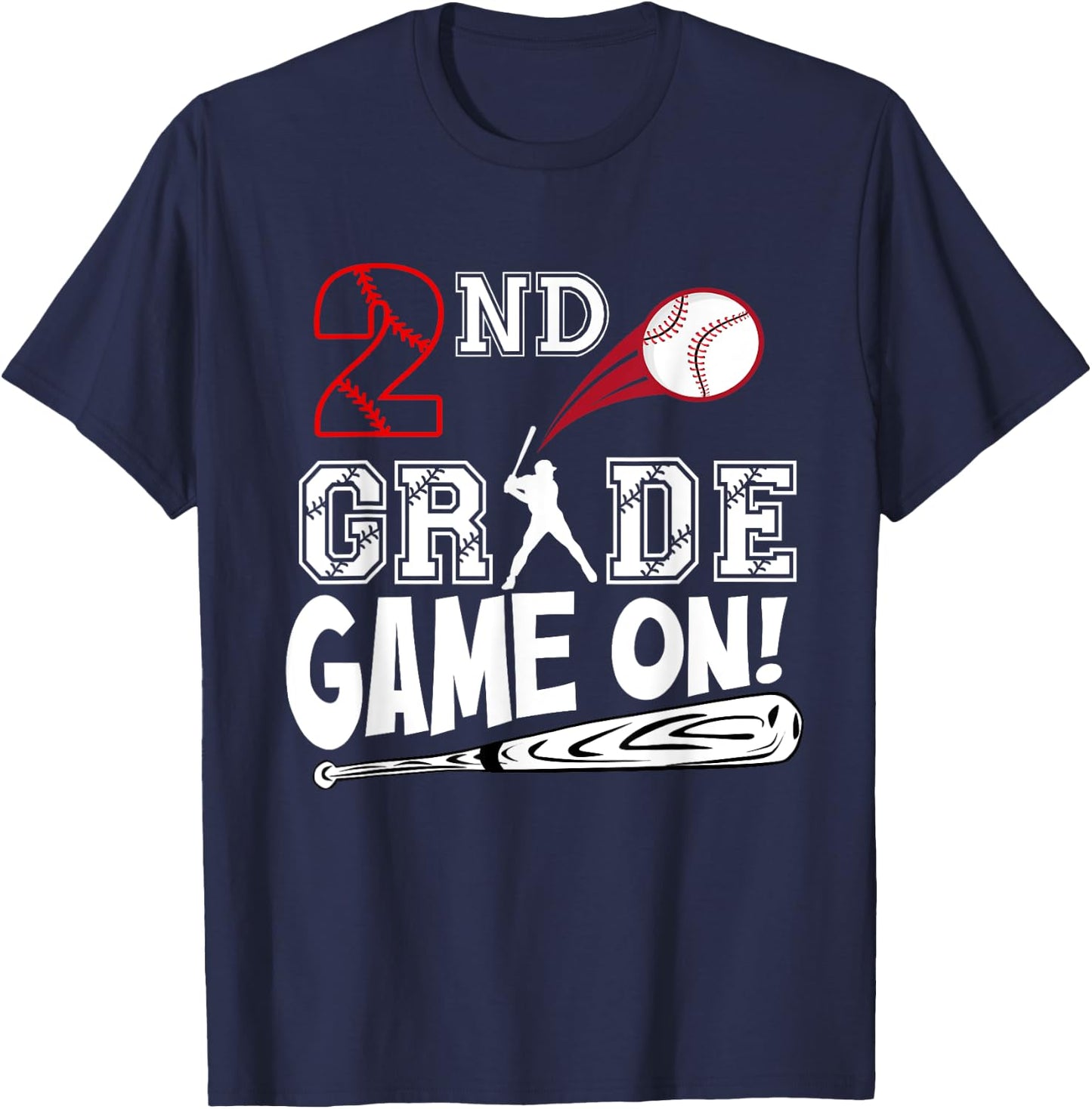 2nd Grade Game On First Day of School Baseball Second Grade T-Shirt - T-Shirt | Navy