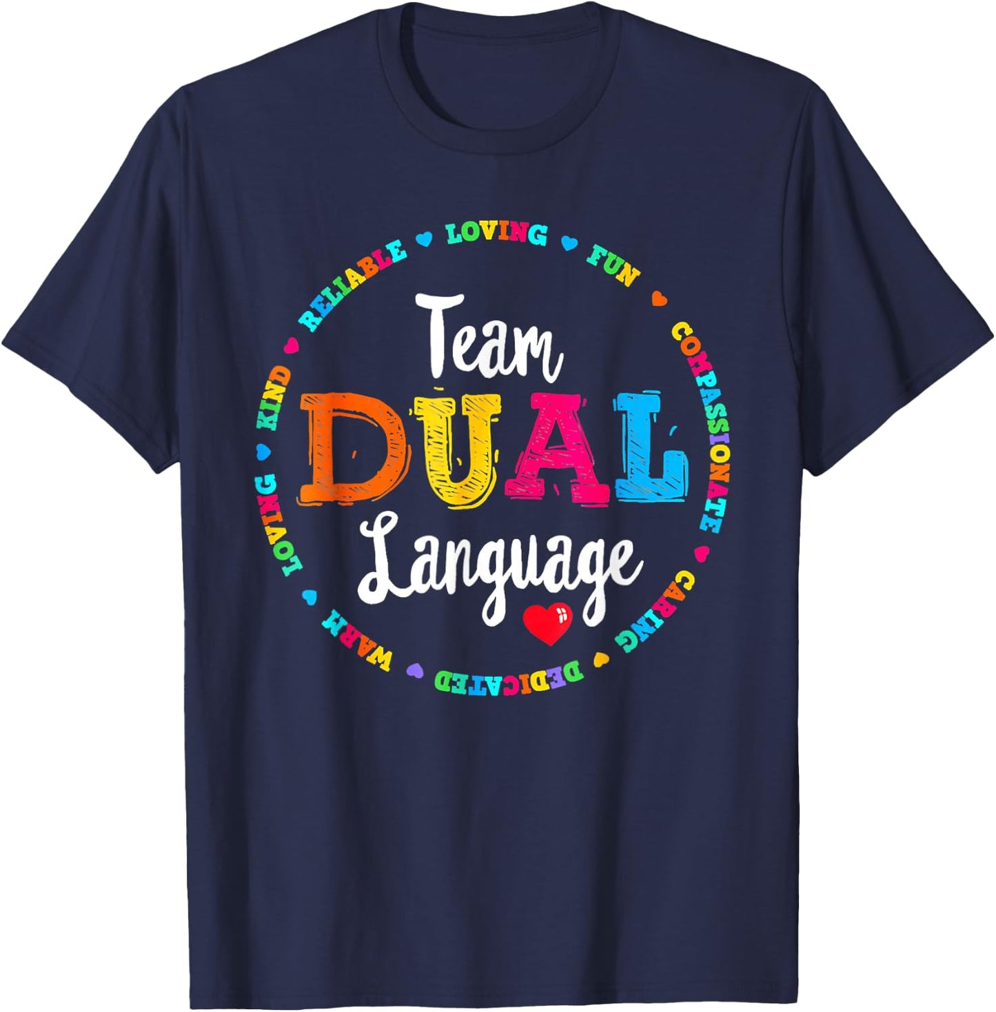 Cute Back To School Squad Team Dual Language Teachers T-Shirt - T-Shirt | Navy