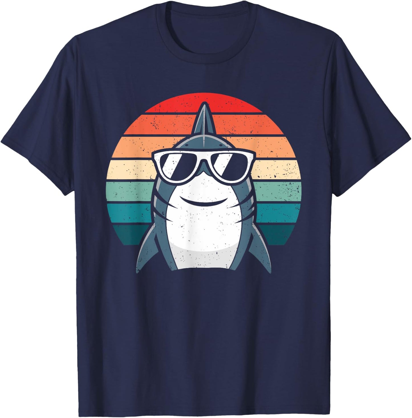 Retro Cool Shark with Sunglasses Kids Boys Men Funny Shark T-Shirt - T-Shirt | Navy
