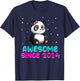 Panda Bear Girl Birthday Gift Love Awesome Since 2014 T-Shirt - T-Shirt | Navy