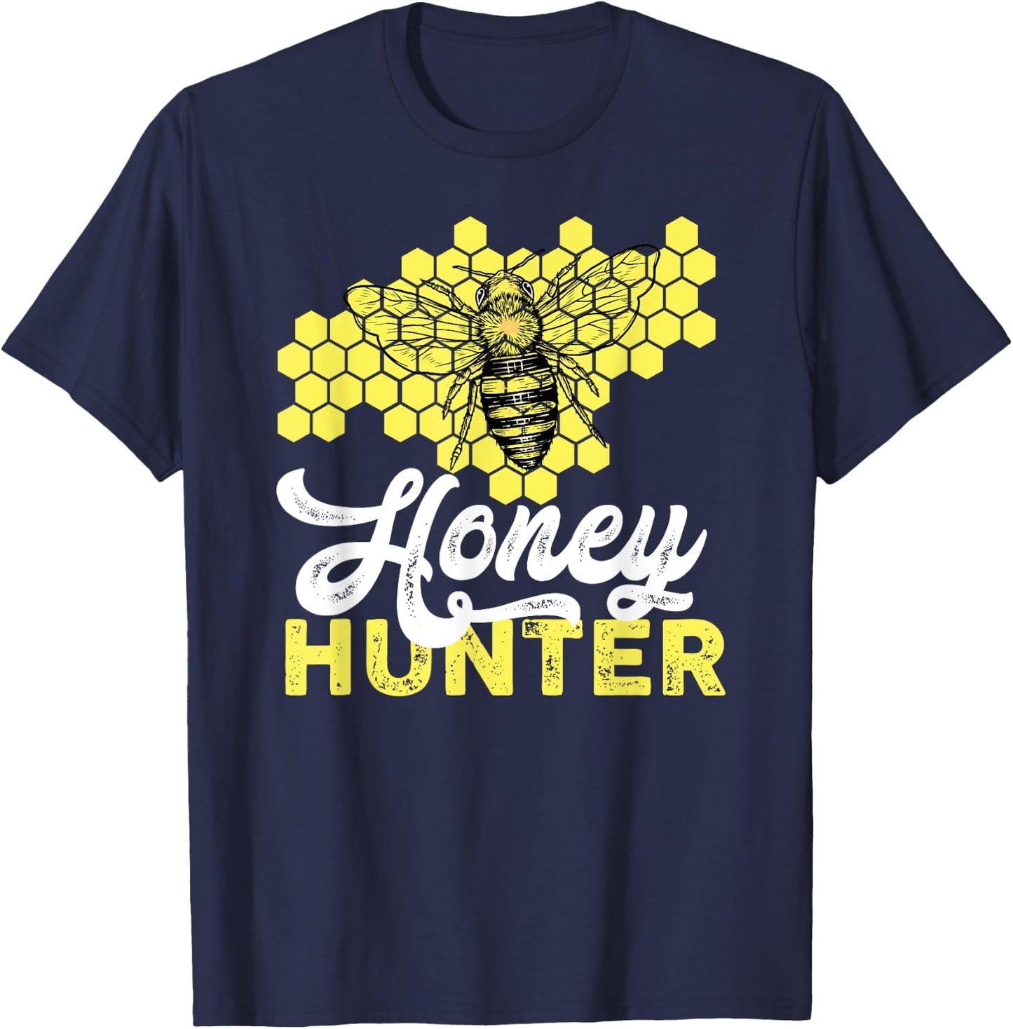Beekeeper Honeycomb Bee Honey Hunter T-Shirt - T-Shirt | Navy