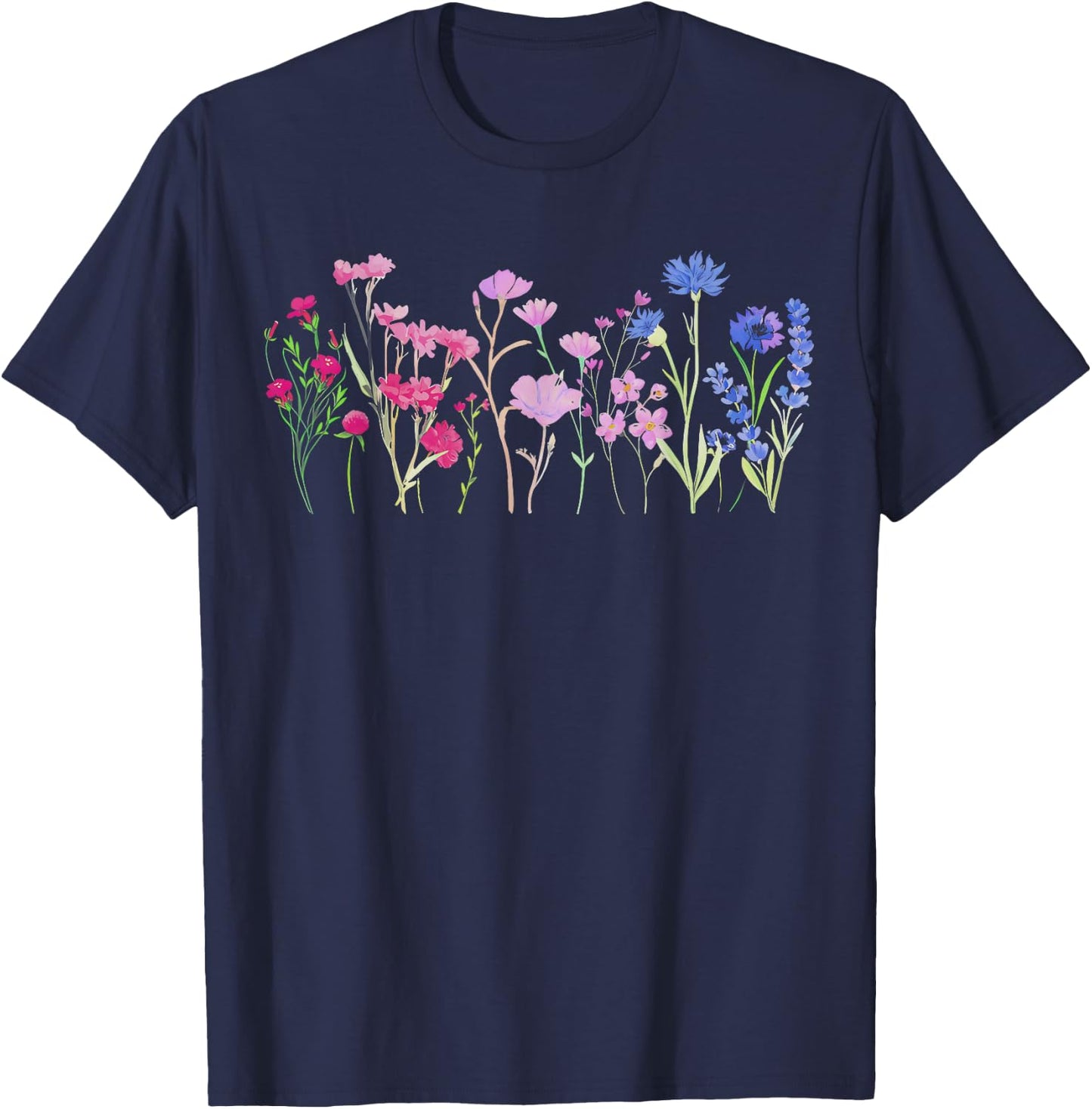 Subtle Bi Pride Bisexual Pride Bi Flag Wildflower T-Shirt - T-Shirt | Navy