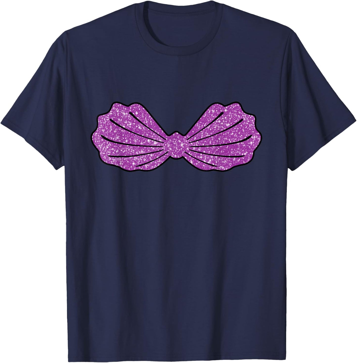 Mermaid purple Sea shell Bra The Mermaid Looks Like Me T-Shirt - T-Shirt | Navy