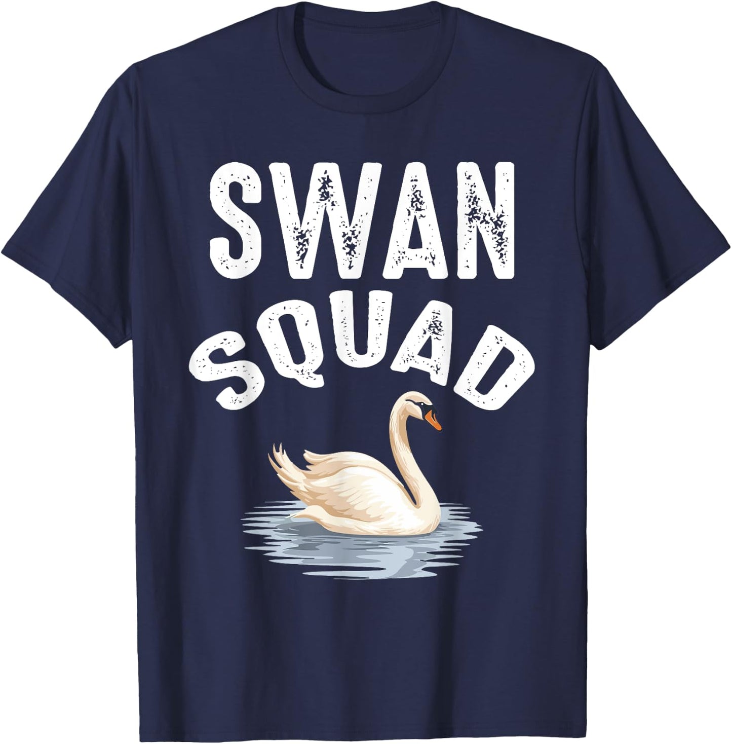 Swan Squad Cool Zoo Animal Lover White Swan Birthday Squad T-Shirt - T-Shirt | Navy