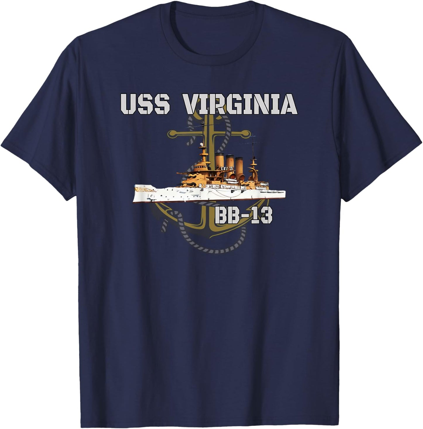USS Virginia BB-13 Battleship American WW1 Warship Veterans T-Shirt - T-Shirt | Navy