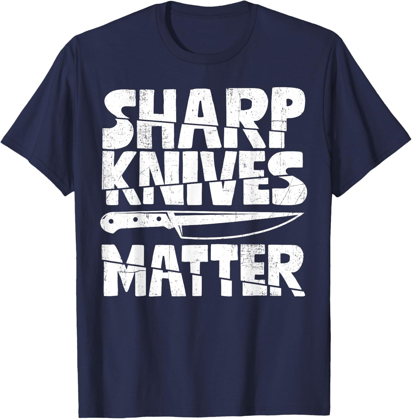 Chef Sharp Knives Matter Funny Cook Culinary Vintage T-Shirt - T-Shirt | Navy