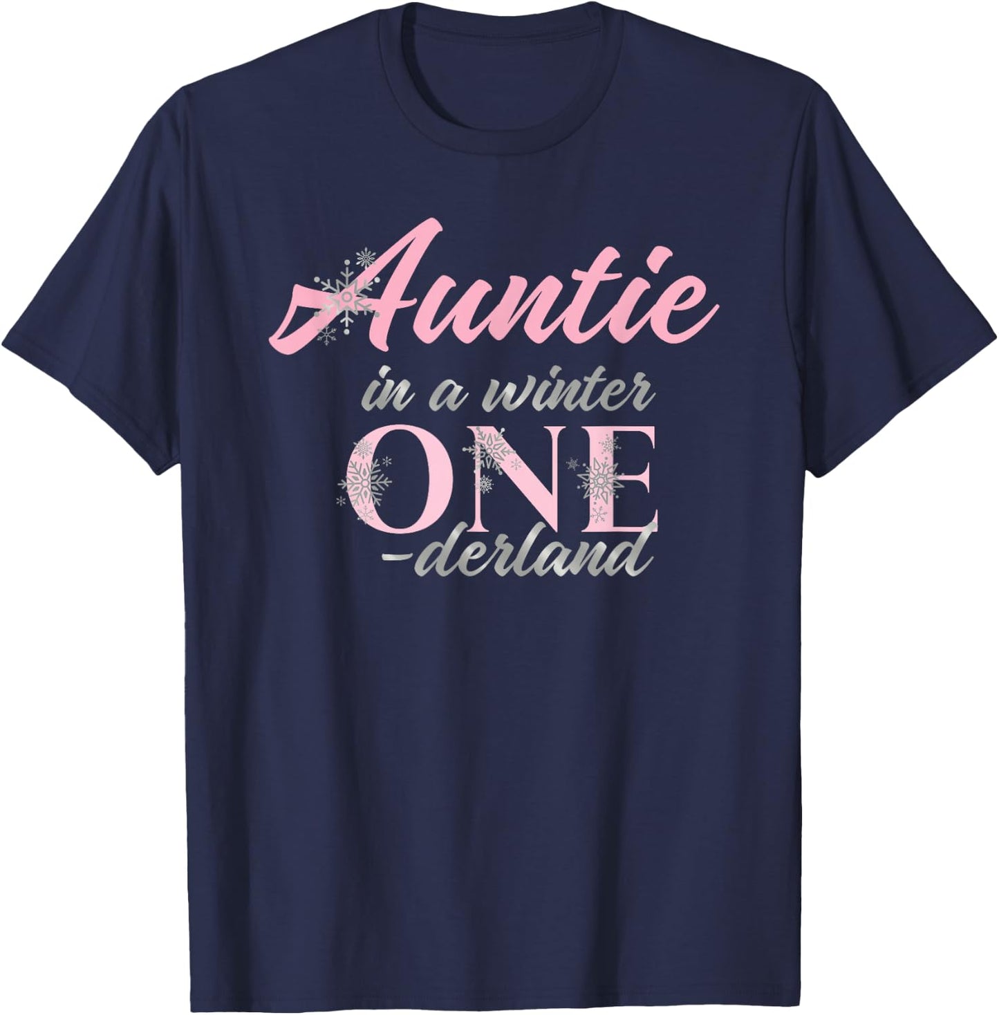 Auntie Of The Birthday for Girl Winter Onederland 1st T-Shirt - T-Shirt | Navy